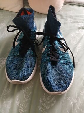 Nike Teal Flyknit High-Top Sneakers